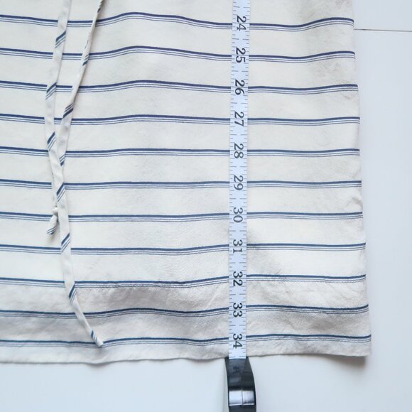 Joie White Navy Striped Silk Sleeveless Mini Dress Drawstring Waist Size XS - Picture 11 of 12
